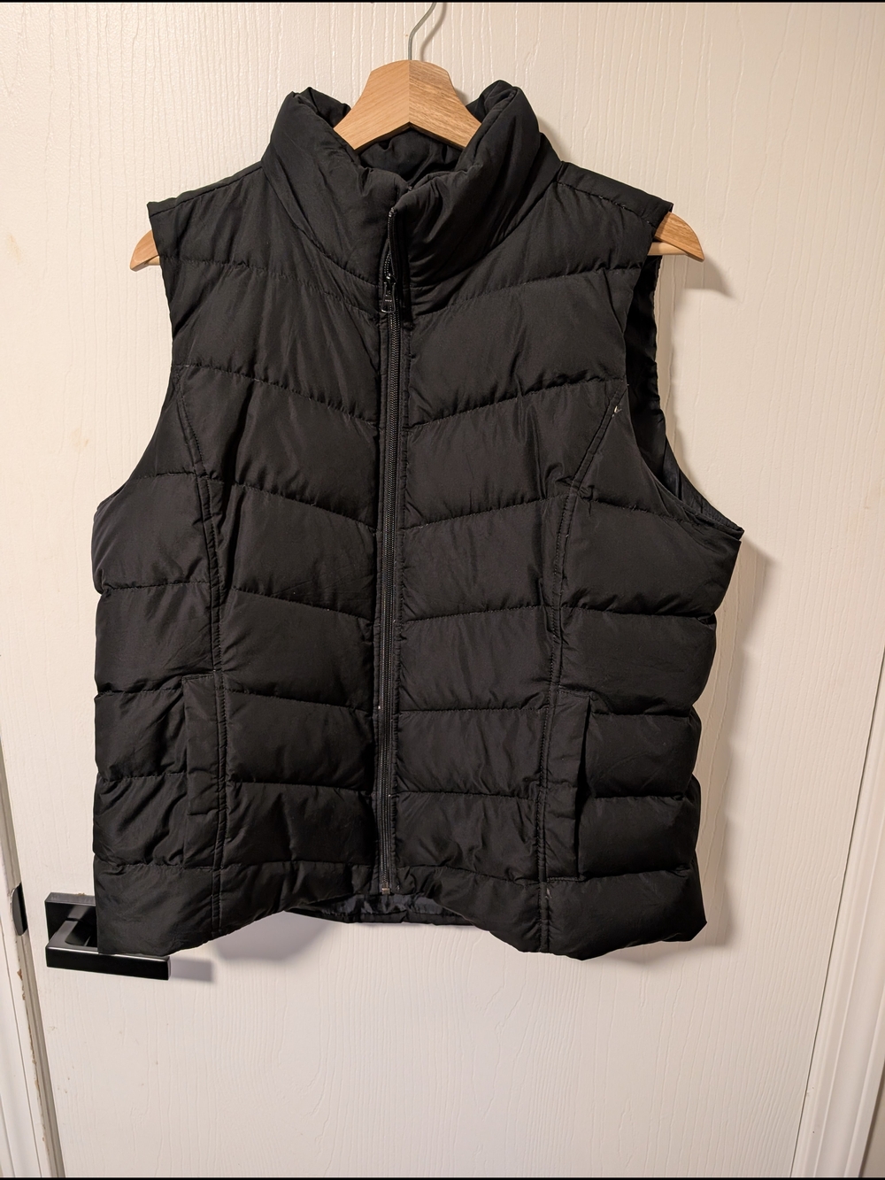 Lands' End Black Quilted Puffer Vest - Sleeveless Zip Front